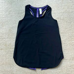 Girls black Ivivva tank top (purple threading). Size 10.